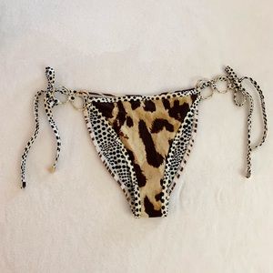 River Island Leopard Ring Triangle Bikini Bottoms Sz 6